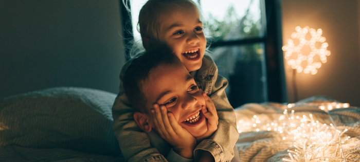 Two children smiling