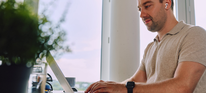 A person using a laptop
