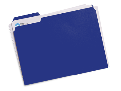 A large blue file