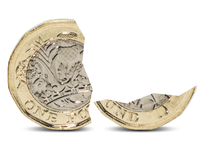 A broken pound coin
