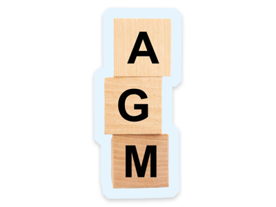Wooden letters spelling AGM