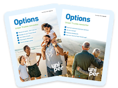 Front covers of two Uniper newsletters