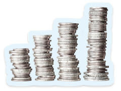 Piles of coins gradually getting taller