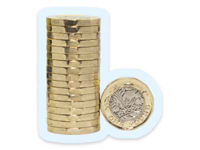A pile of pound coins