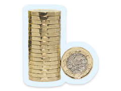 A pile of pound coins