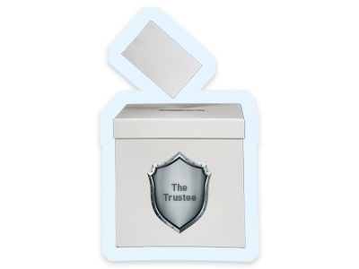 A voting box with The Trustee written on it